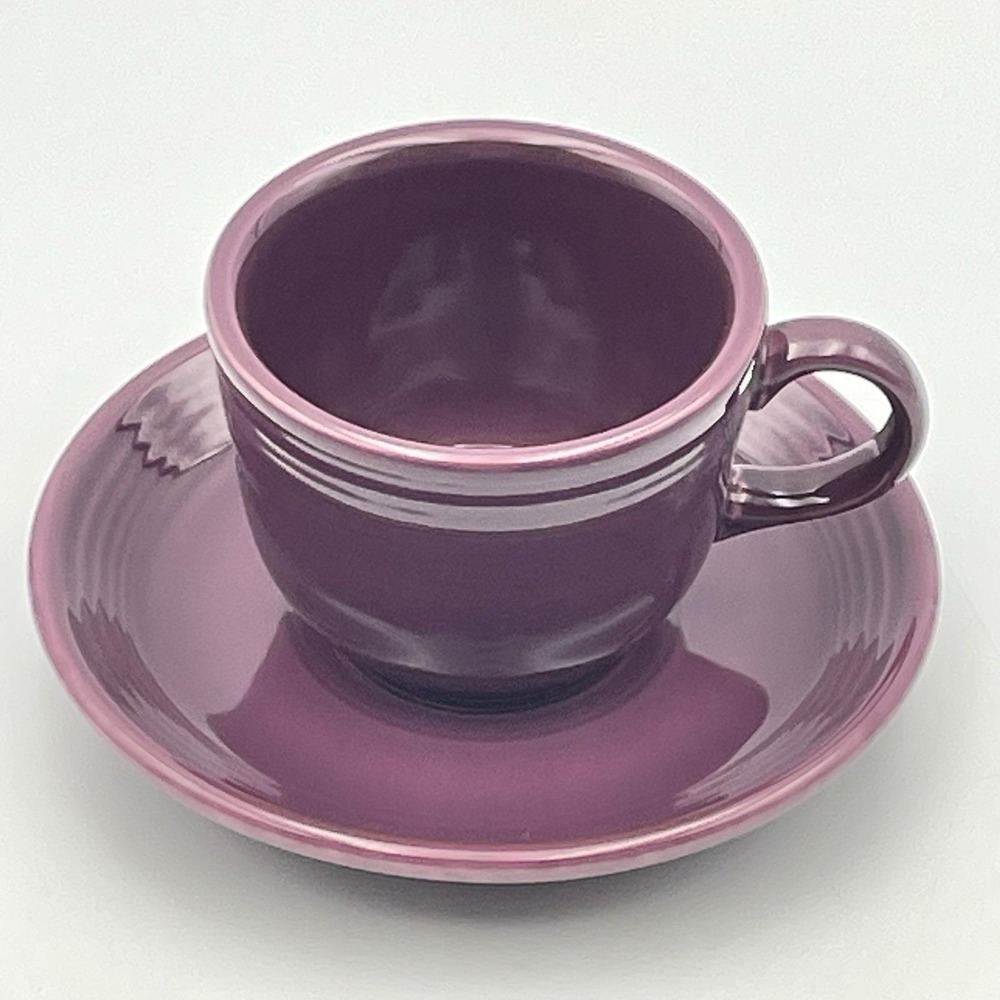 Fiesta Fiestaware Plum Purple Coffee Cup Mug & Saucer Set Homer Laughlin USA